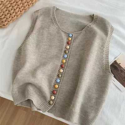 Maribel™ - Color-Button Knit Vest